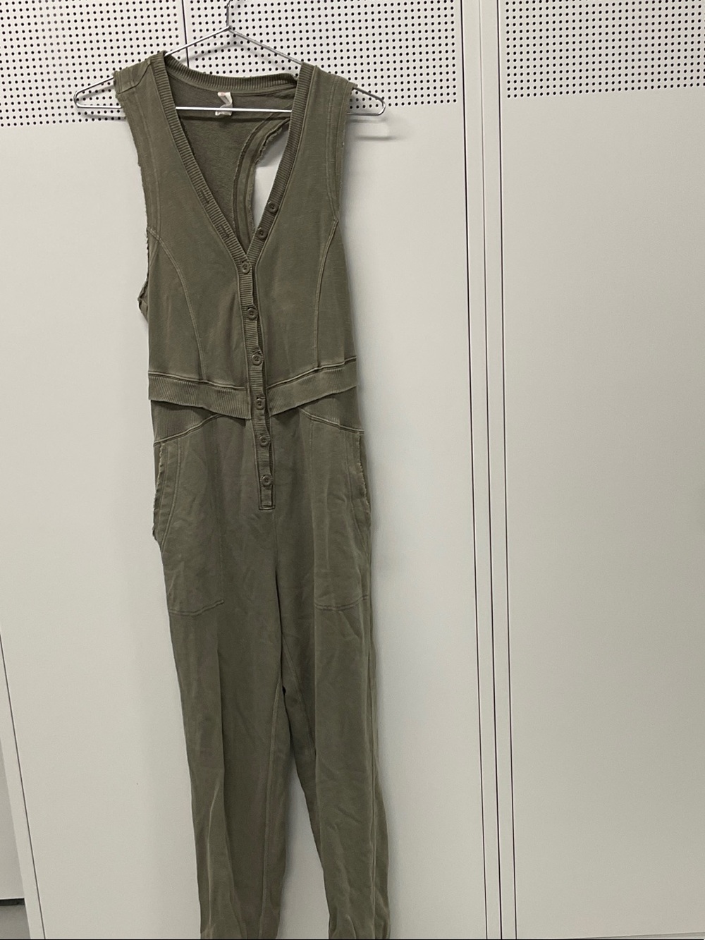 Sleeveless Utility Romper in Olive Green Anthropology Daily Practice